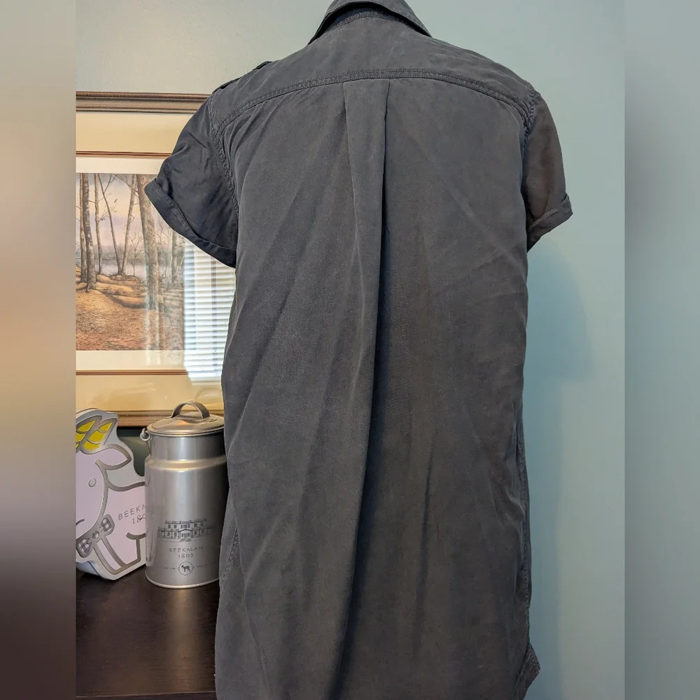 Free People Casual Button Down cCamp Shirt, Size Small, cadet blue - Picture 2 of 8